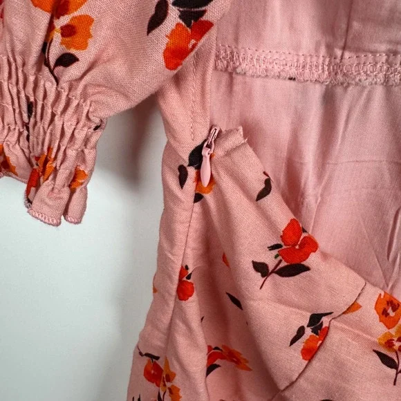 NWT Showpo Rosini Mini‎ Dress Size 6 Pink Floral Puff Sleeve Sweetheart A-Line - Picture 4 of 14